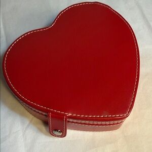 Fossil Red Heart Leather Travel Jewelry Box